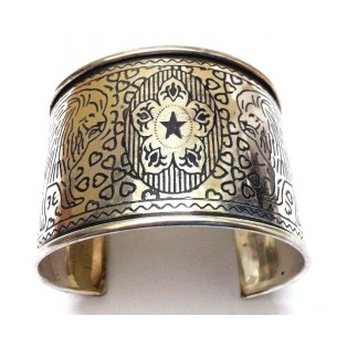 THE LION Silver Oxidized Cuff Bracelet Charm Wristlet Wrist Band Bangle Jewelry